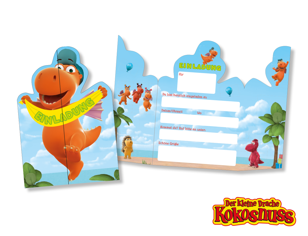 Drache Kokosnuss Einladungen