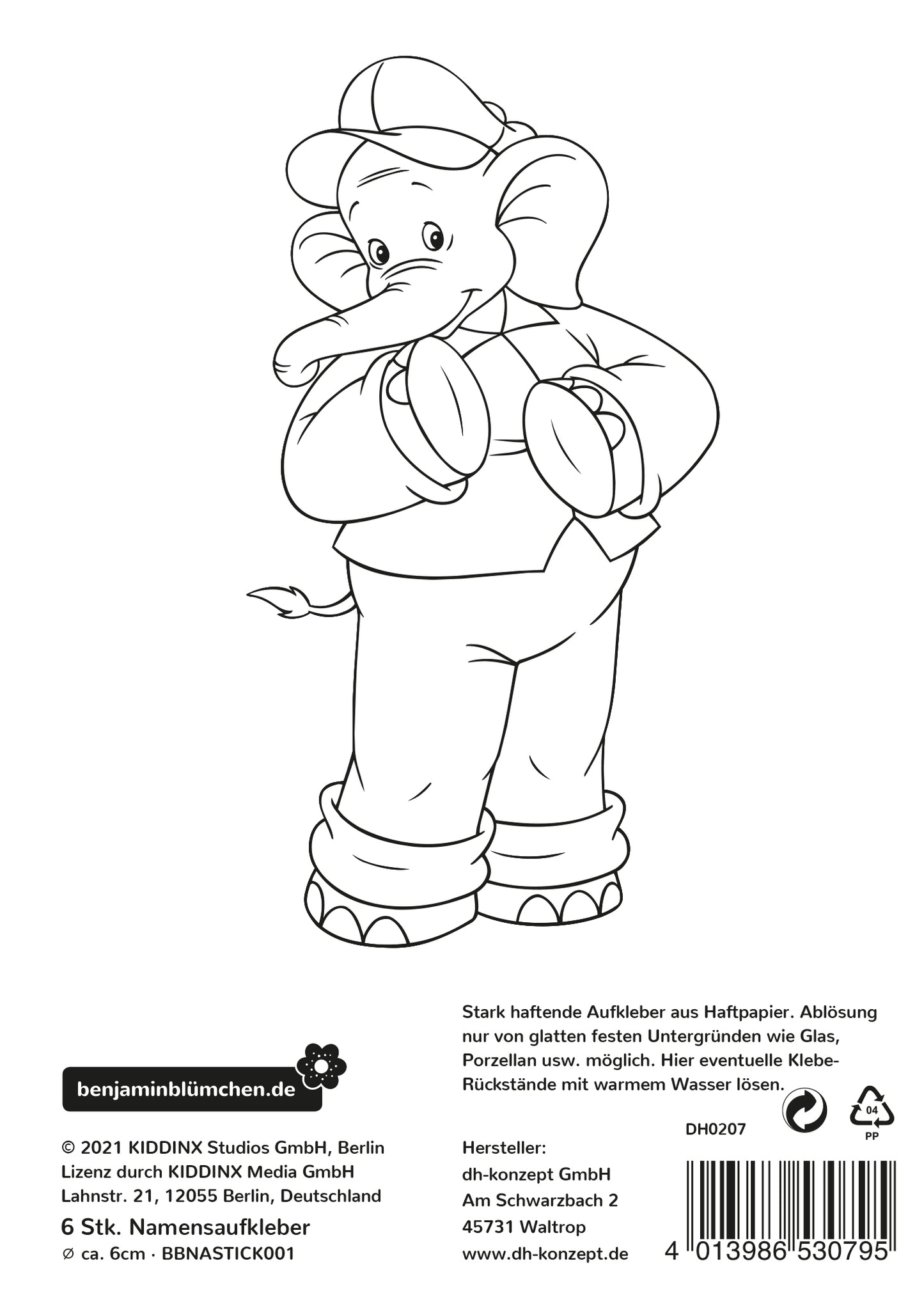 Benjamin Blümchen Namensaufkleber