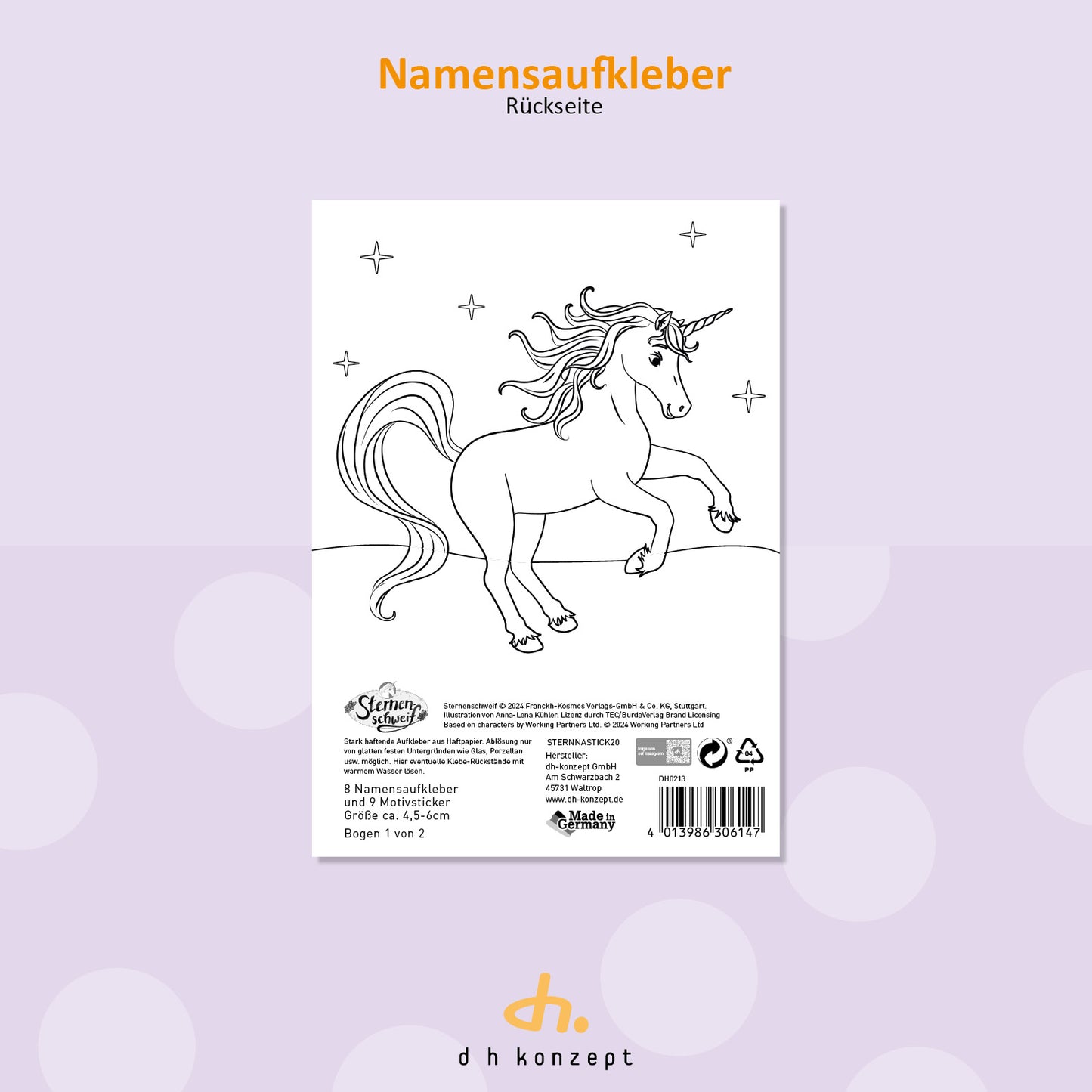 Sternenschweif Aufkleber Set Namensaufkleber Motivaufkleber
