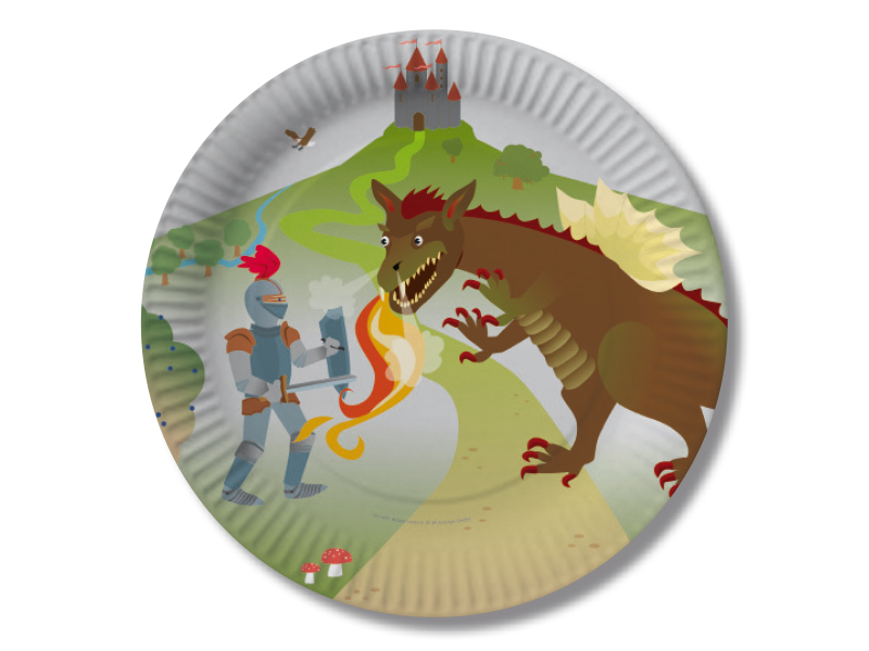 Drache und Ritter Teller
