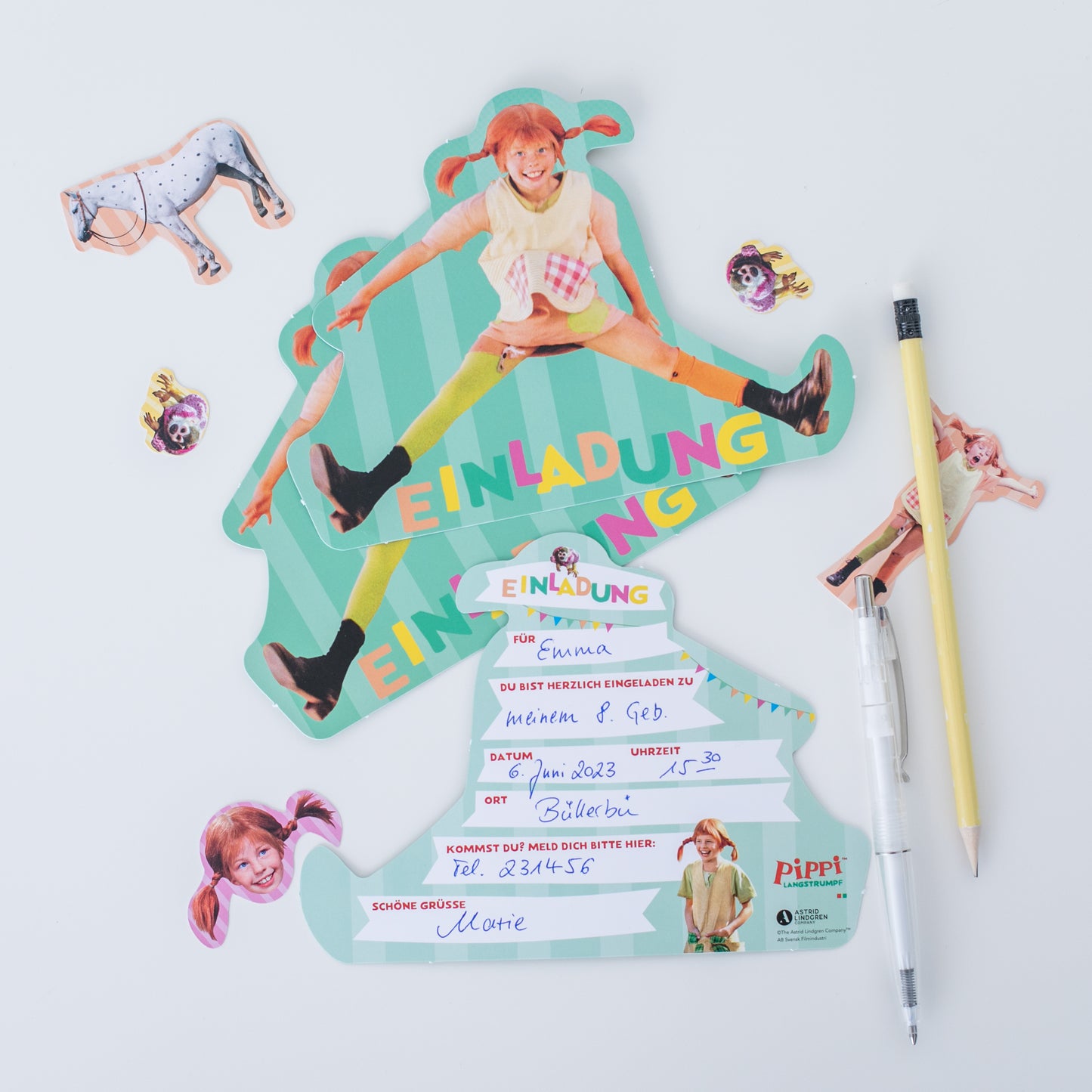 Pippi Langstrumpf Einladungen