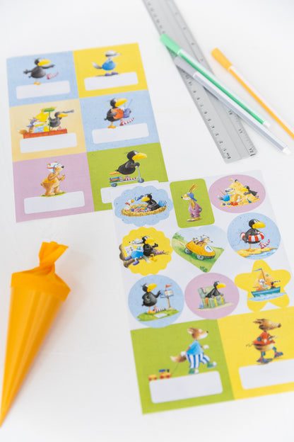 Der kleine Rabe Socke Aufkleber Set Namensaufkleber Motivaufkleber