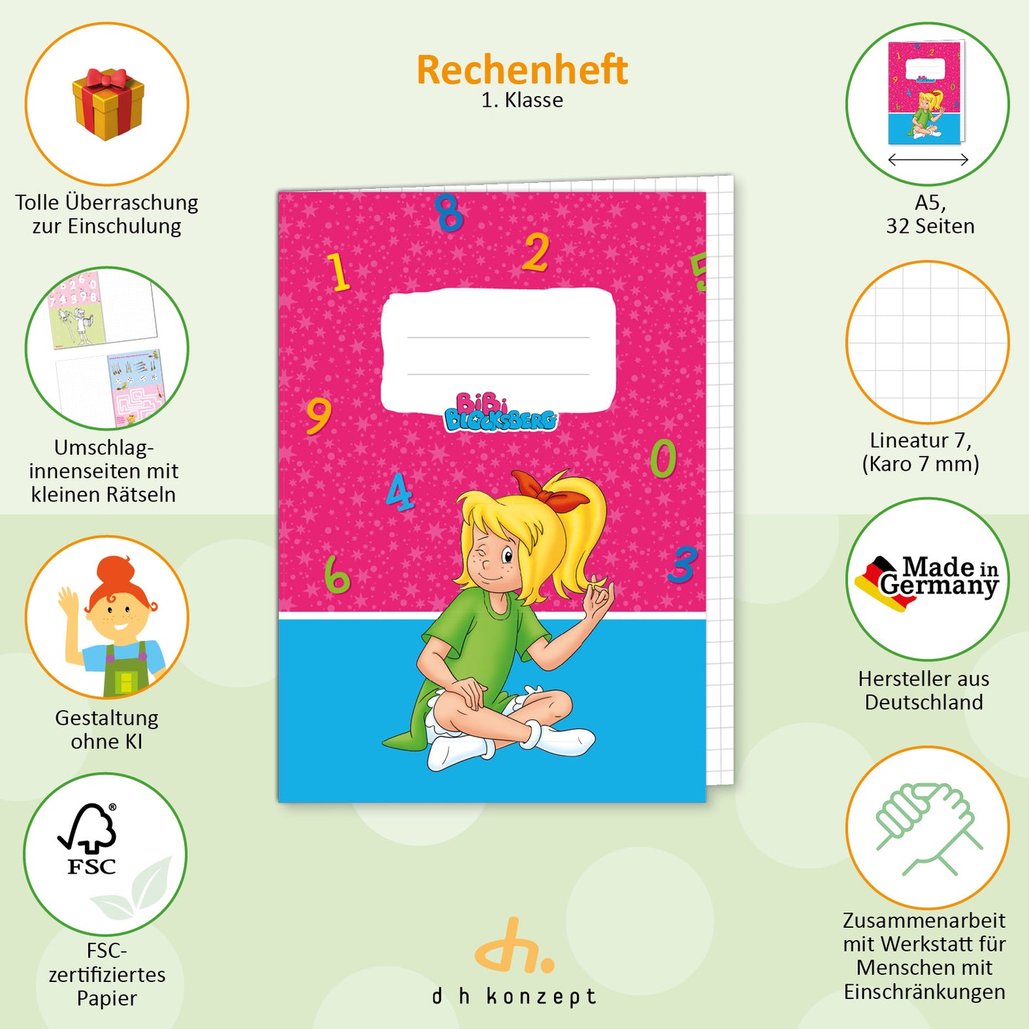 Bibi Blocksberg Schulheft Rechnen