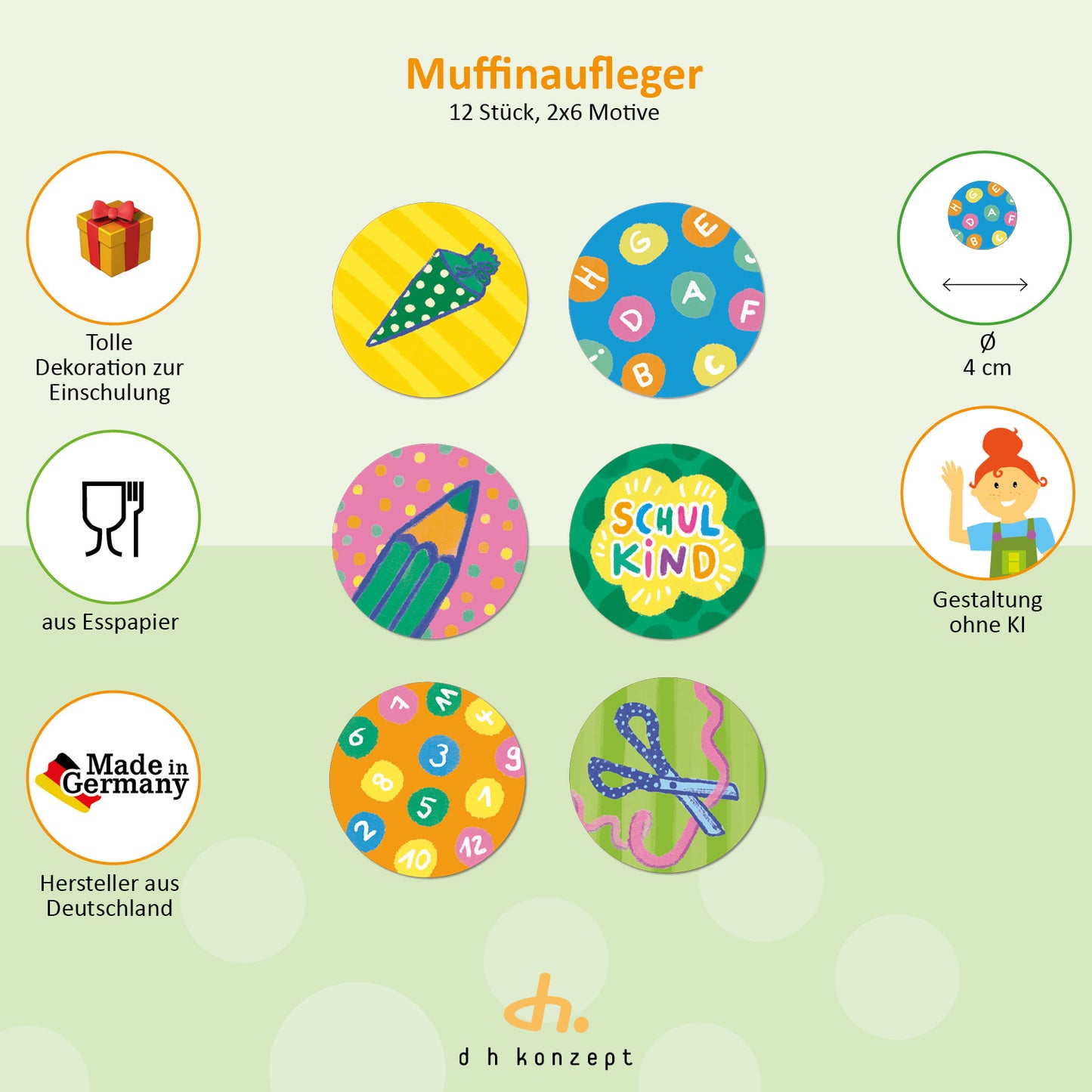 Einschulung Muffinaufleger