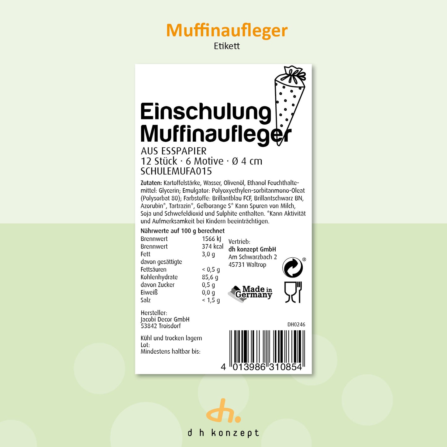 Einschulung Muffinaufleger