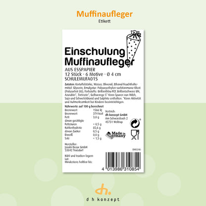 Einschulung Muffinaufleger