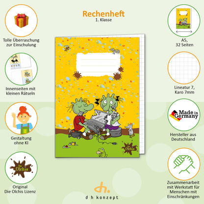 Die Olchis Rechenheft A5 als Geschenkidee für die Schultüte zur Einschulung