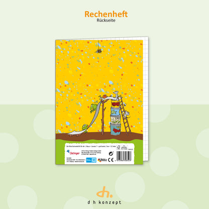 Rückseite des Die Olchis Mathehefts im lustigen Design für Grundschulkinder