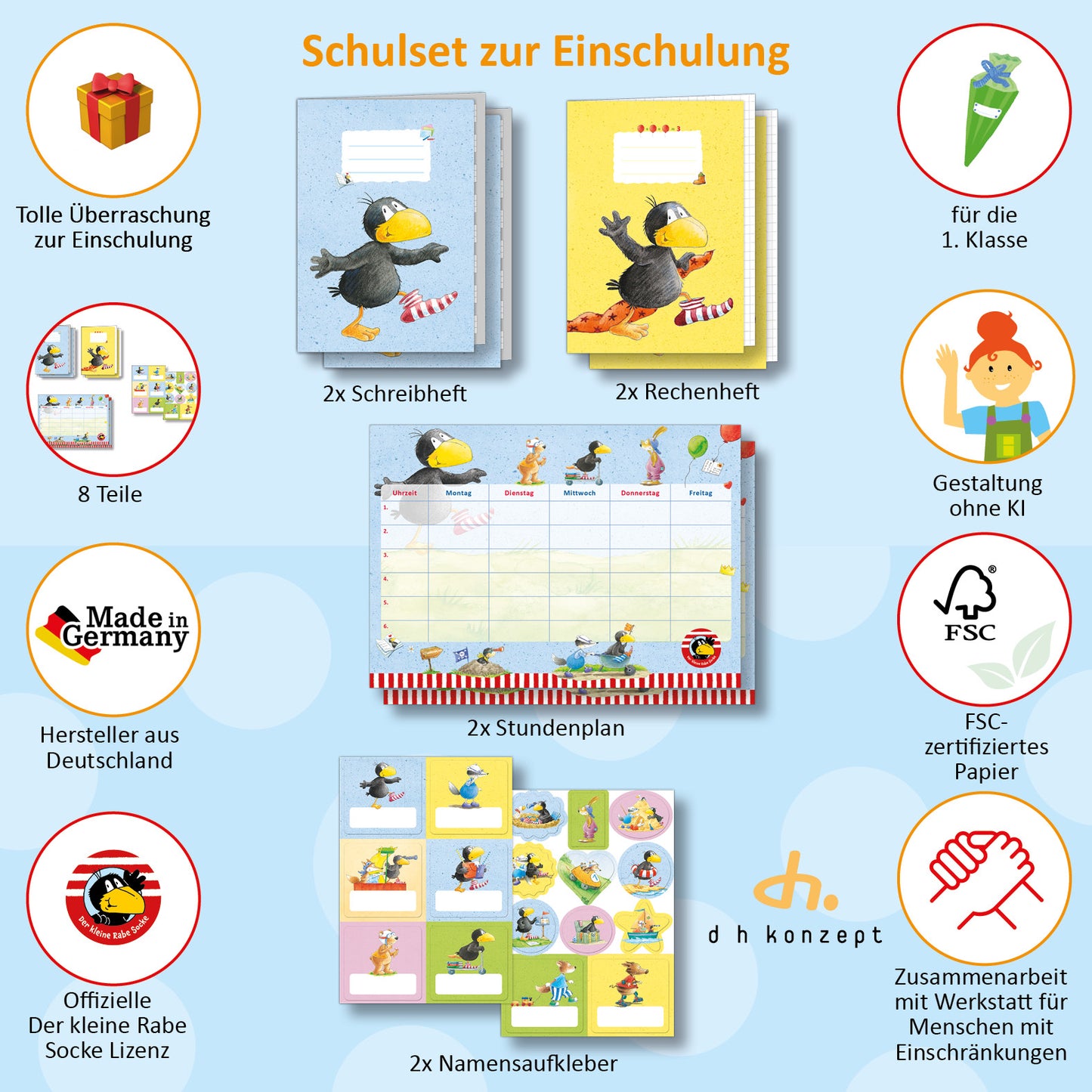 Der kleine Rabe Socke Schulanfang Set