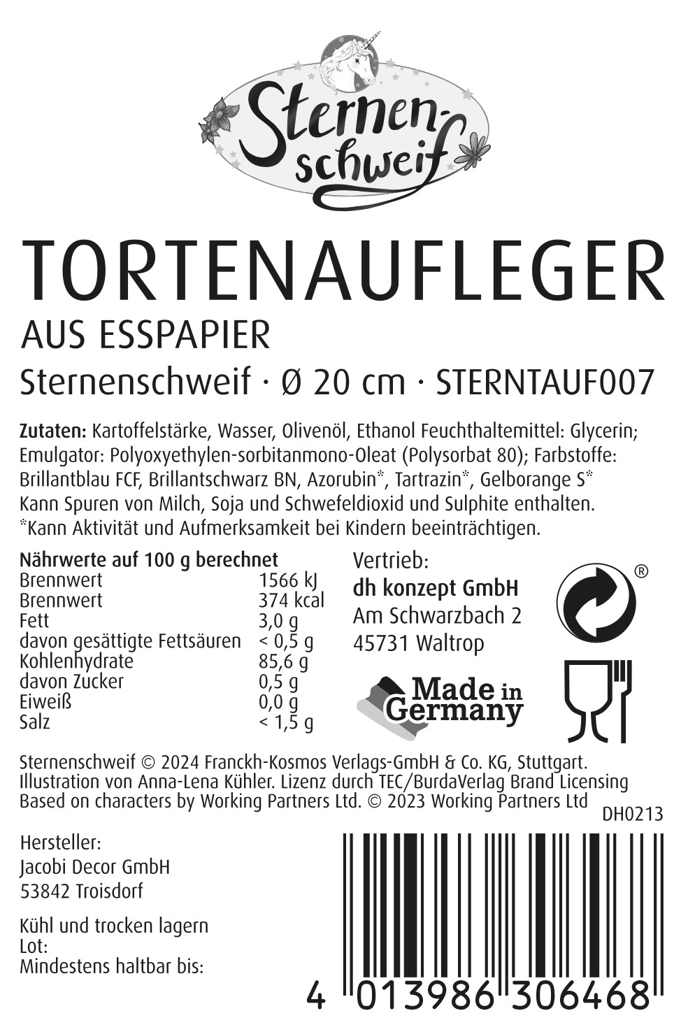 Sternenschweif Tortenaufleger