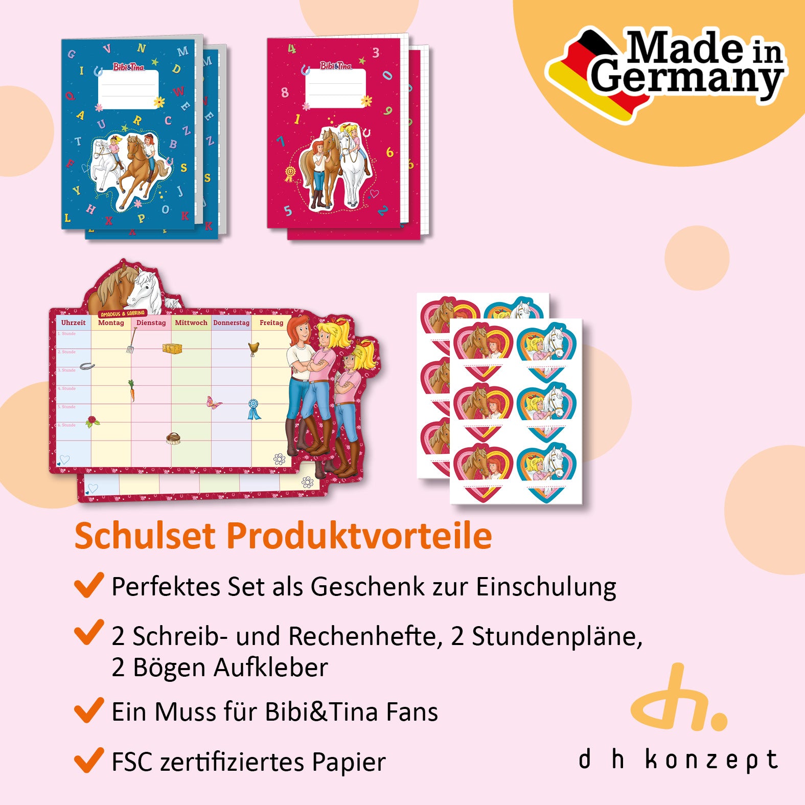 Rückseite der Set-Verpackung von dh Konzept mit allen Artikendetails.