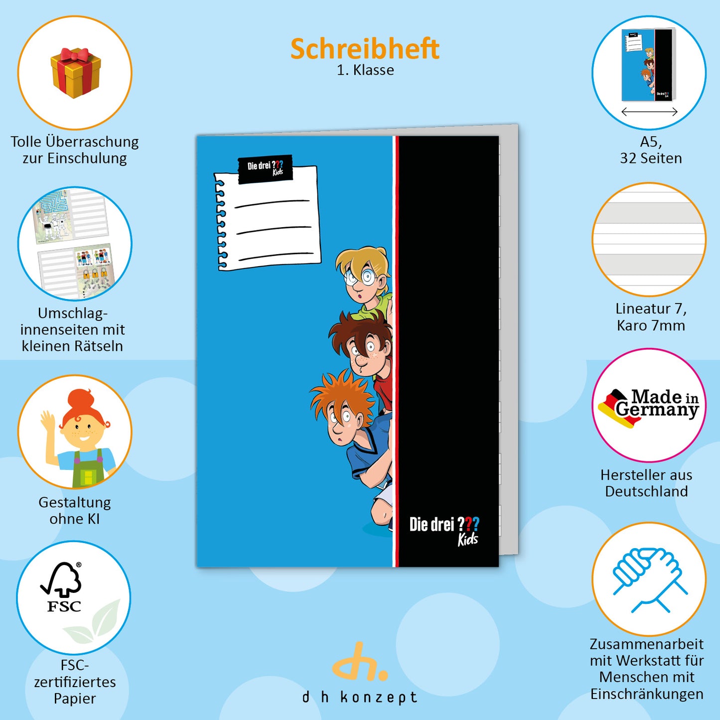 Die drei ??? Kids Schreibheft