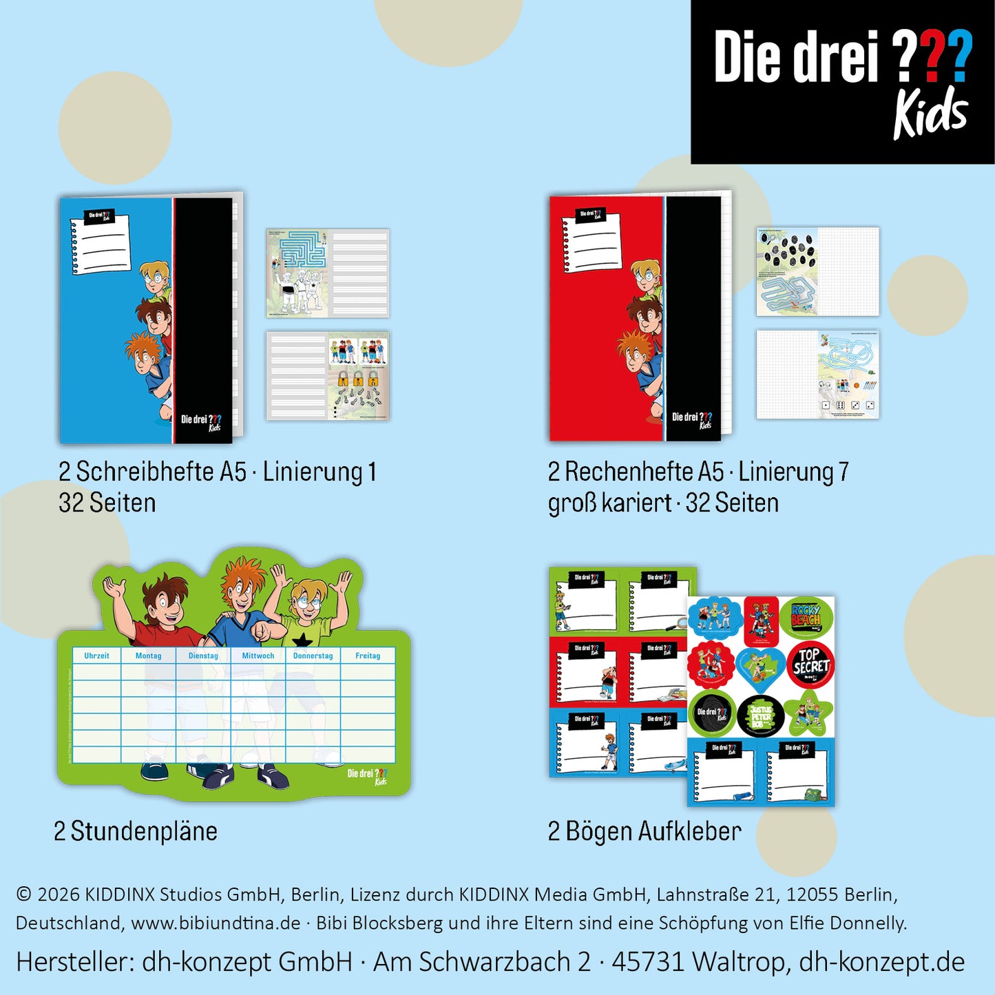 Die drei ??? Kids Schulanfang Set