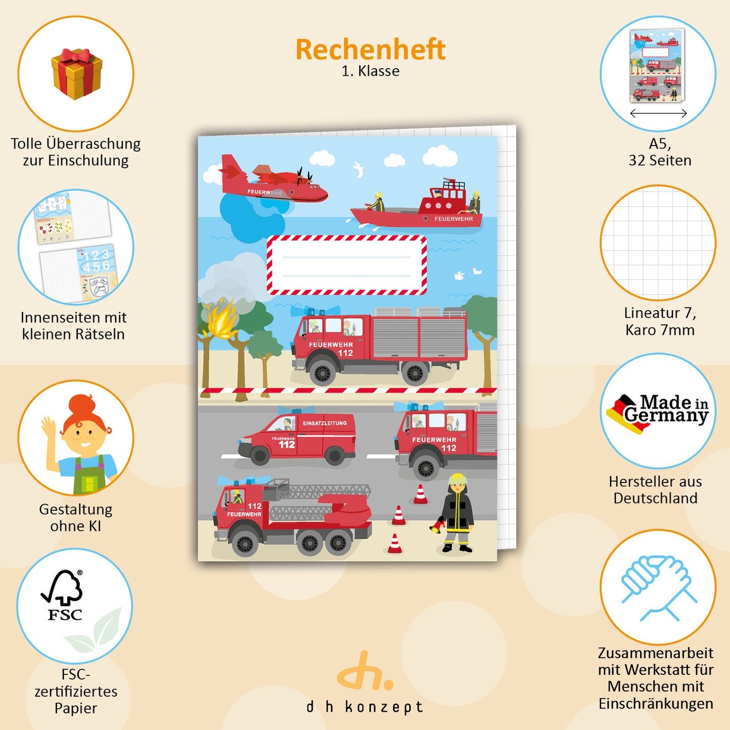 Feuerwehr Rechenheft
