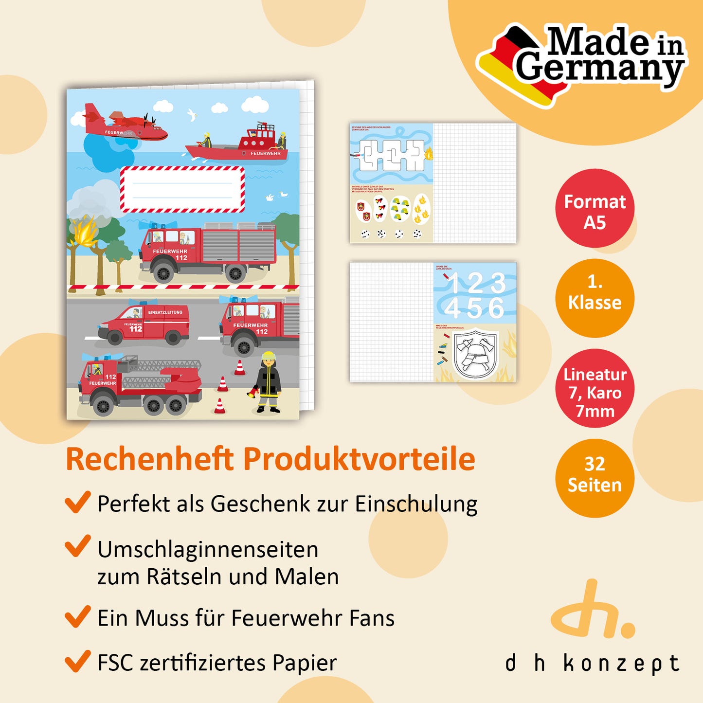 Feuerwehr Rechenheft