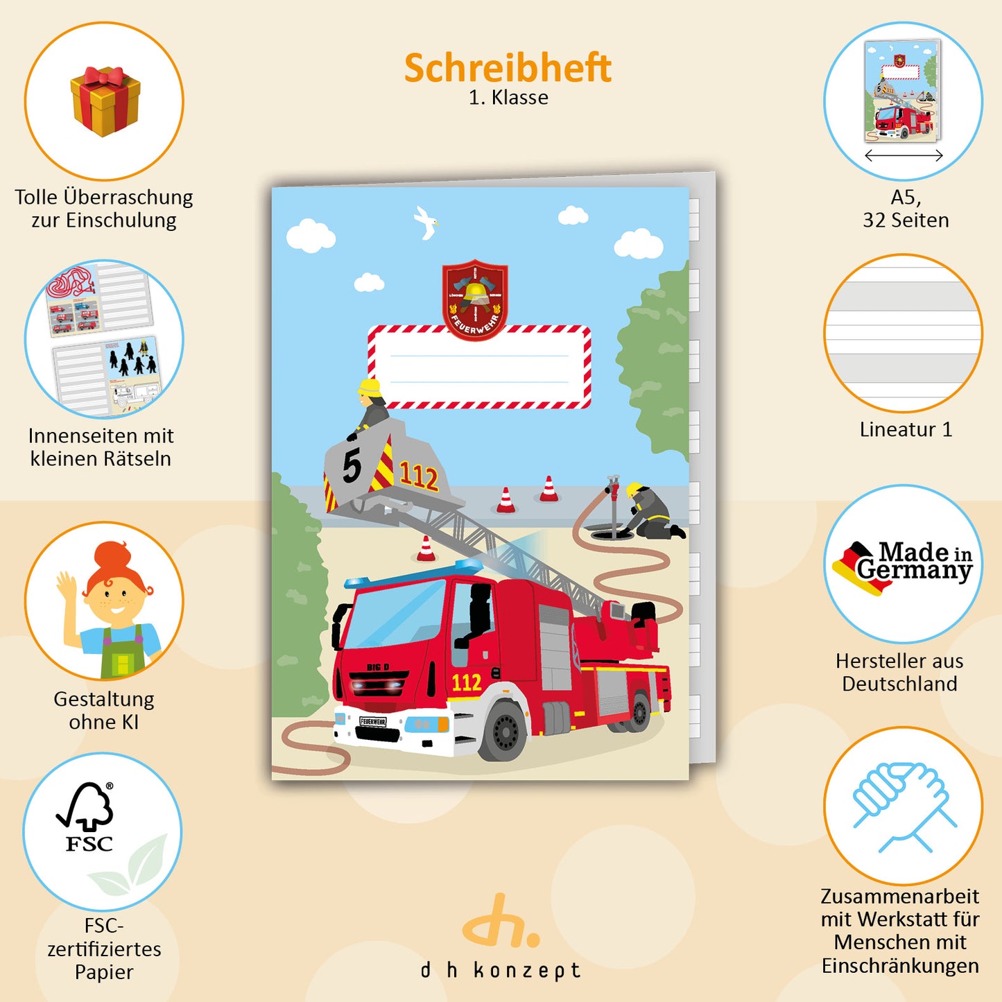 Feuerwehr Schreibheft