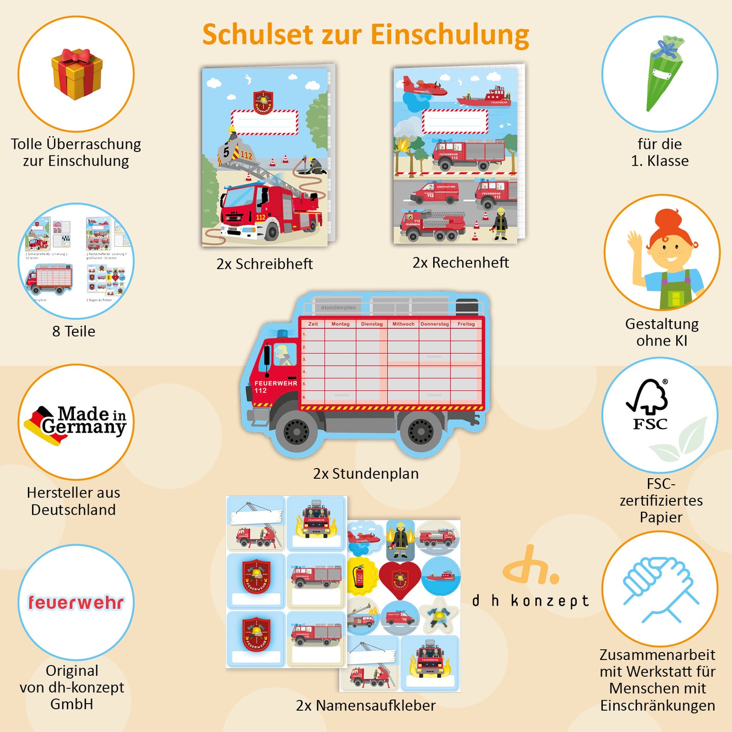 Feuerwehr Schulanfang Set