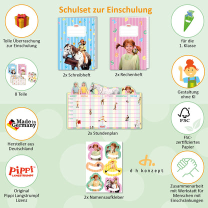 Übersicht des Pippi Langstrumpf Einschulungs-Sets mit allen wichtigen Infos.