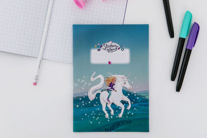 Sternenschweif Schreibheft im Format A5 mit magischem Einhorn Motiv.